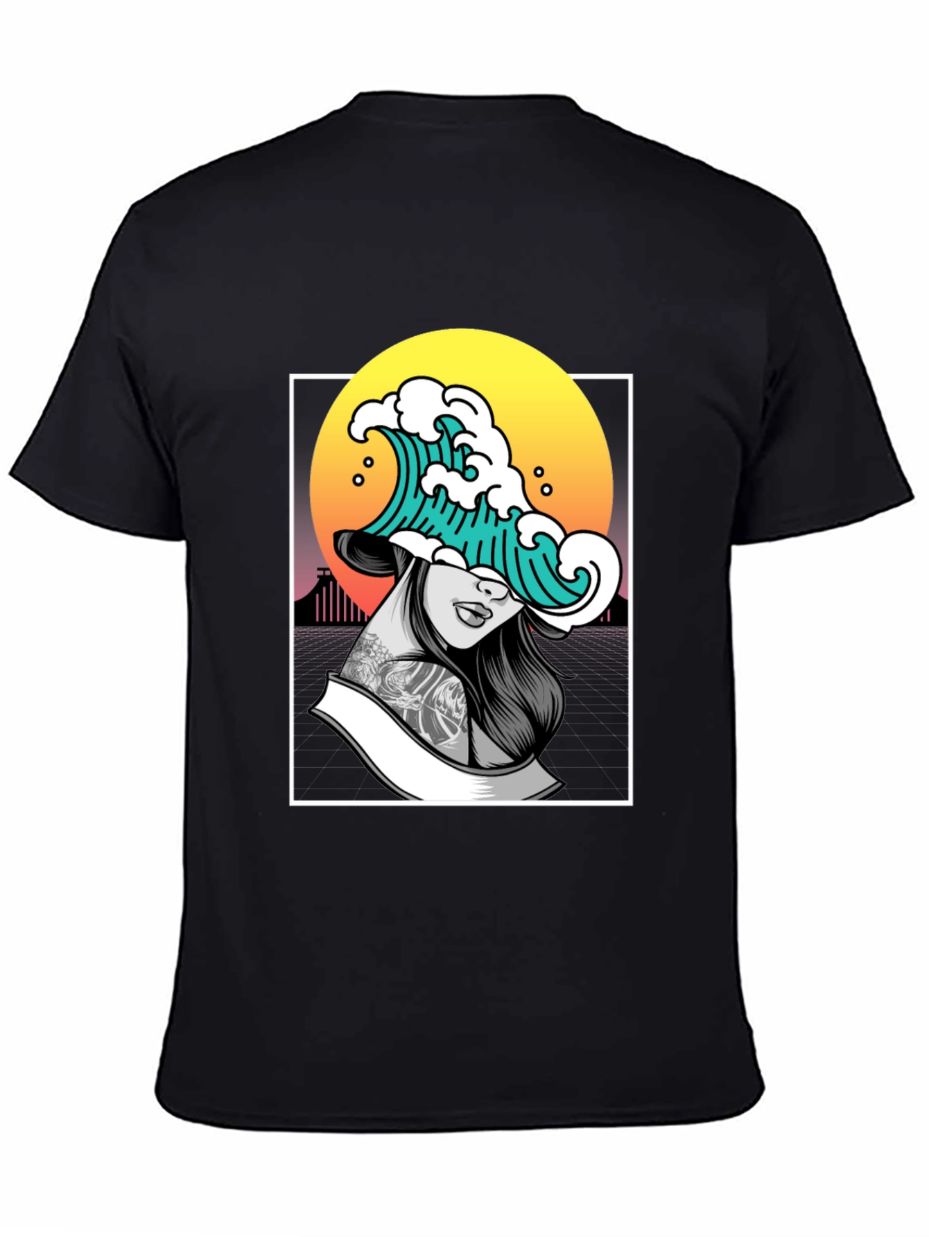 Wave Girl Graphic Black T-Shirt