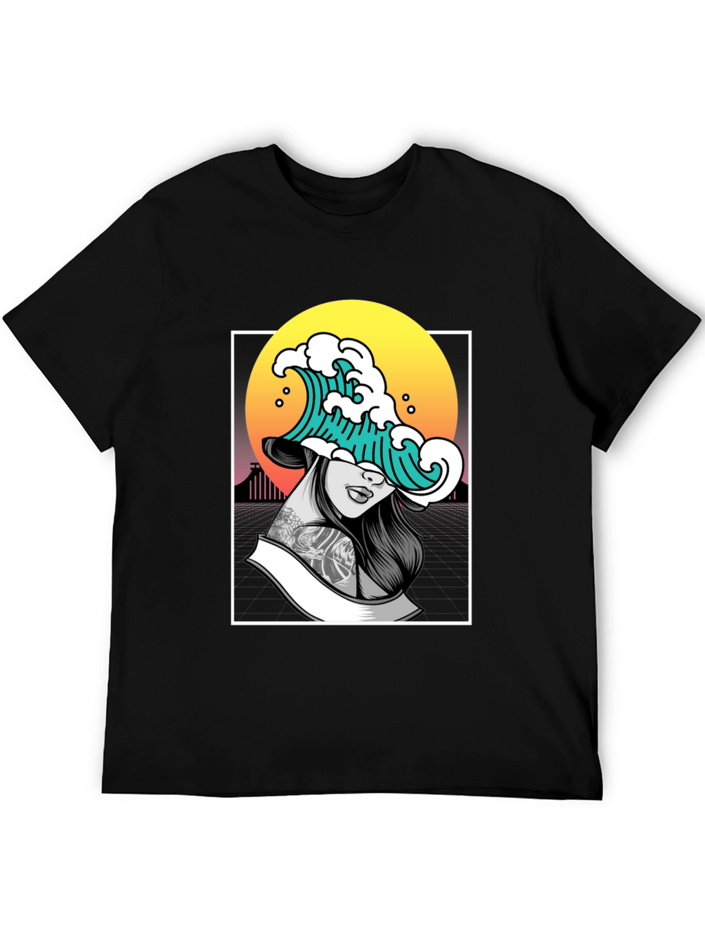 Wave Girl Graphic Black T-Shirt