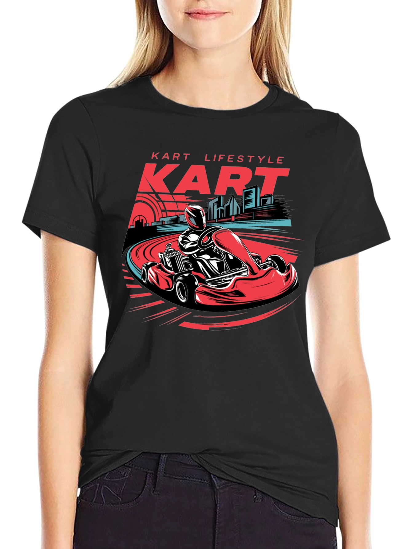 Kart Lifestyle Graphic T-Shirt - Racing Go-Kart Design