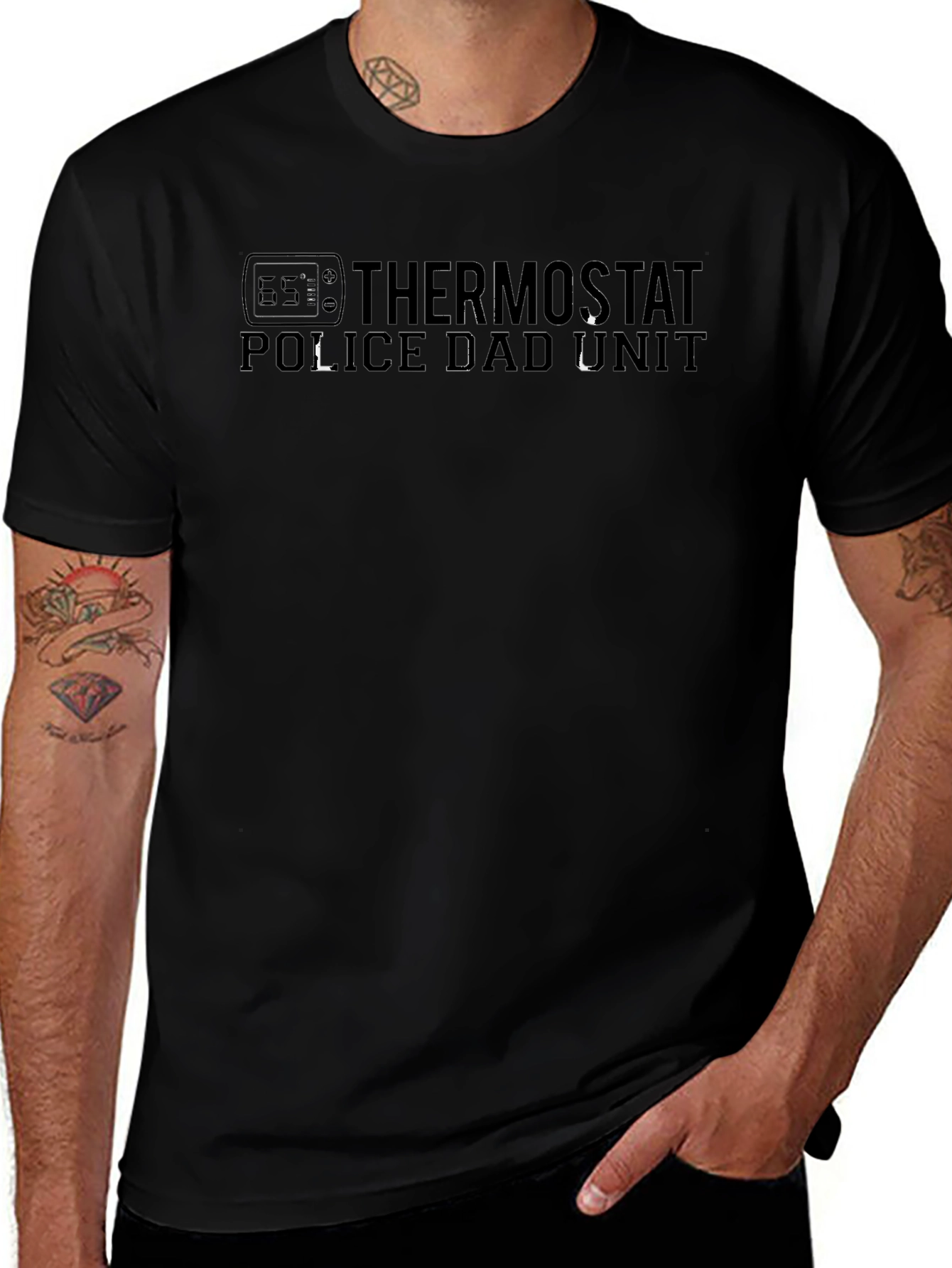 Thermostat Police Dad Unit Black T-Shirt