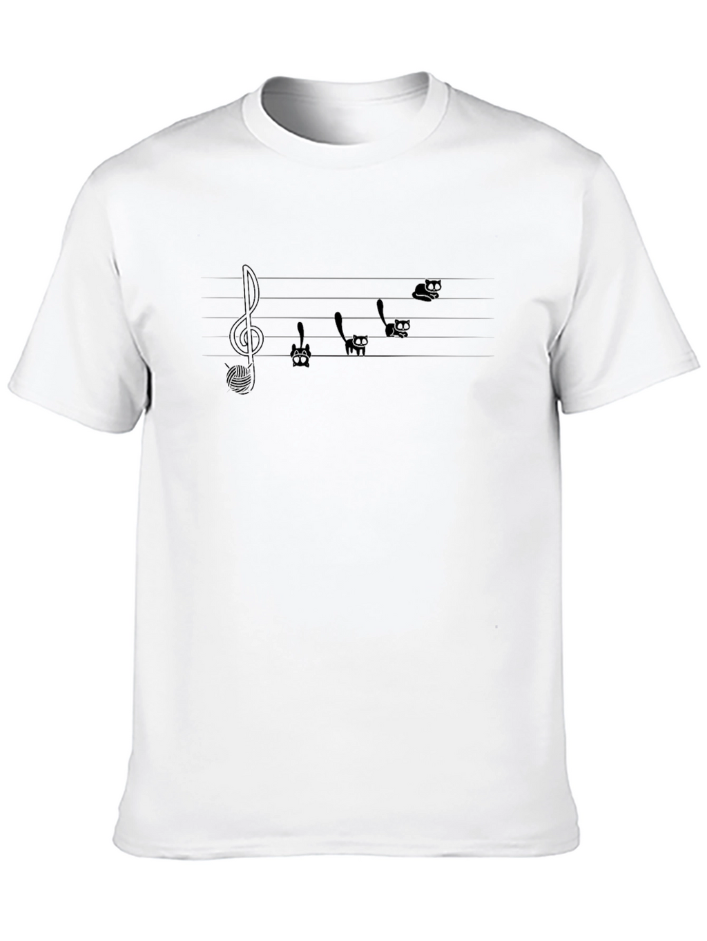 Musical Cats T-Shirt - Treble Clef & Feline Notes