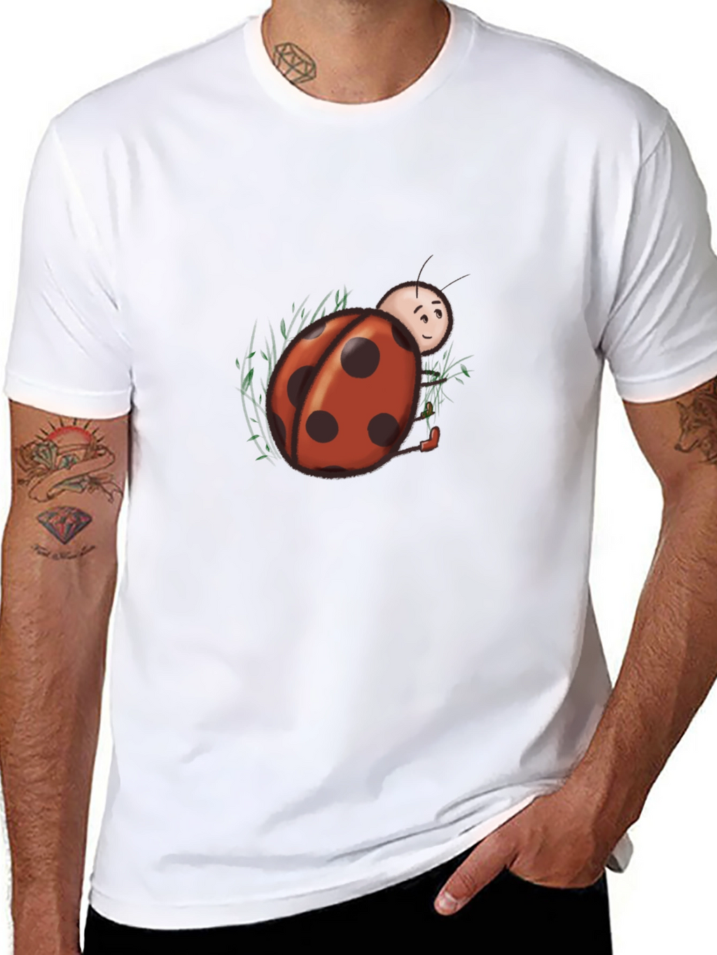 Ladybug Graphic Tee - Black Cotton Blend