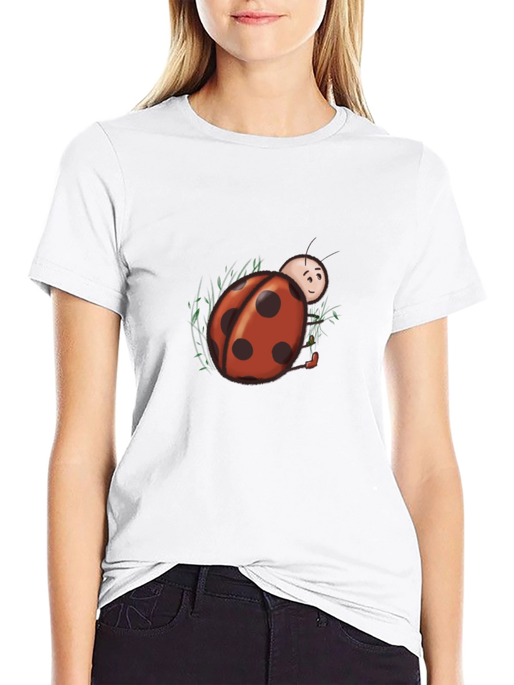 Ladybug Graphic Tee - Black Cotton Blend