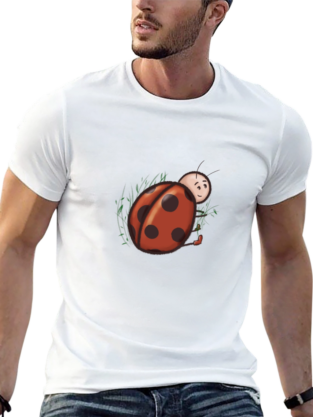 Ladybug Graphic Tee - Black Cotton Blend