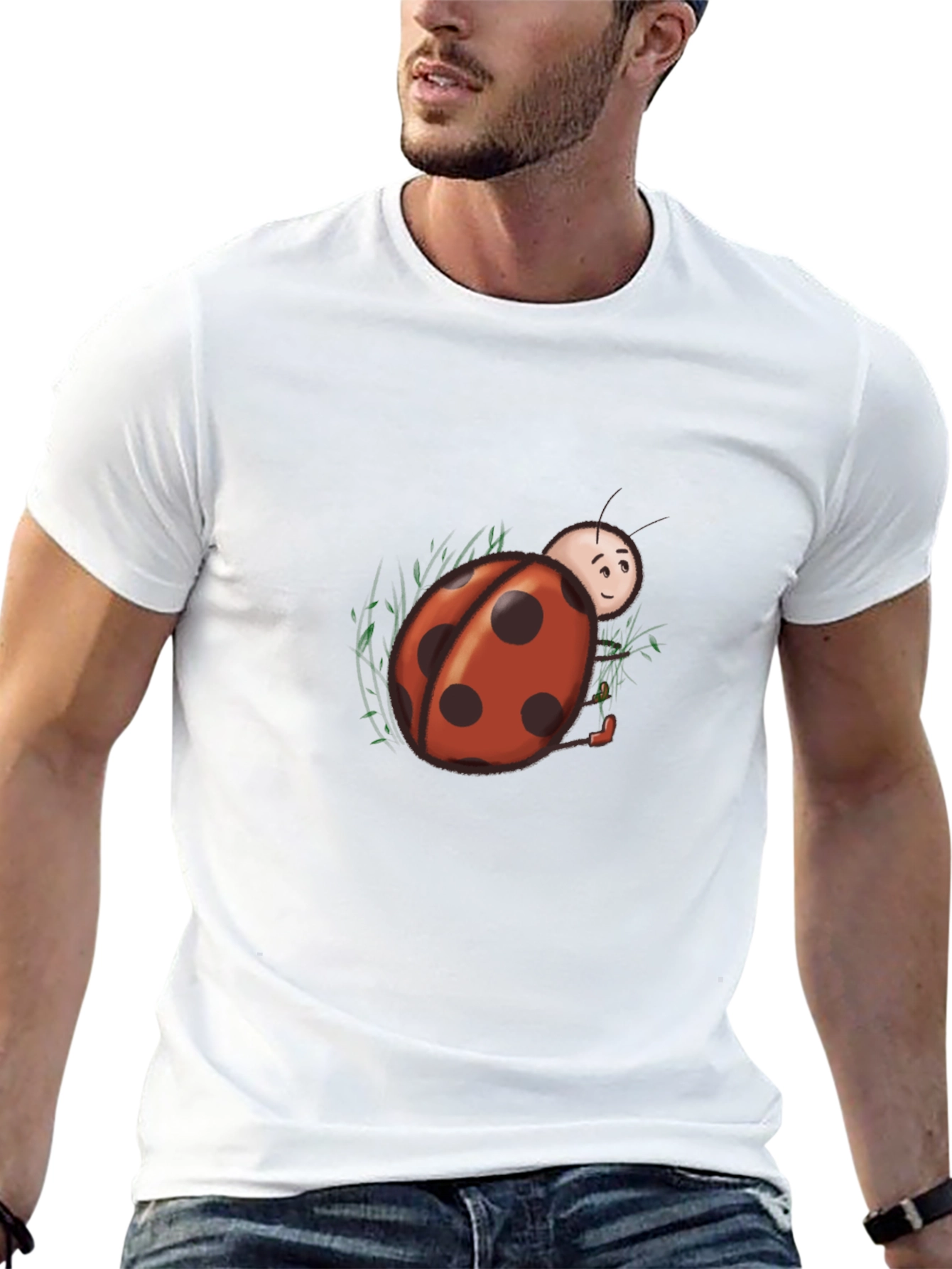 Ladybug Graphic Tee - Black Cotton Blend