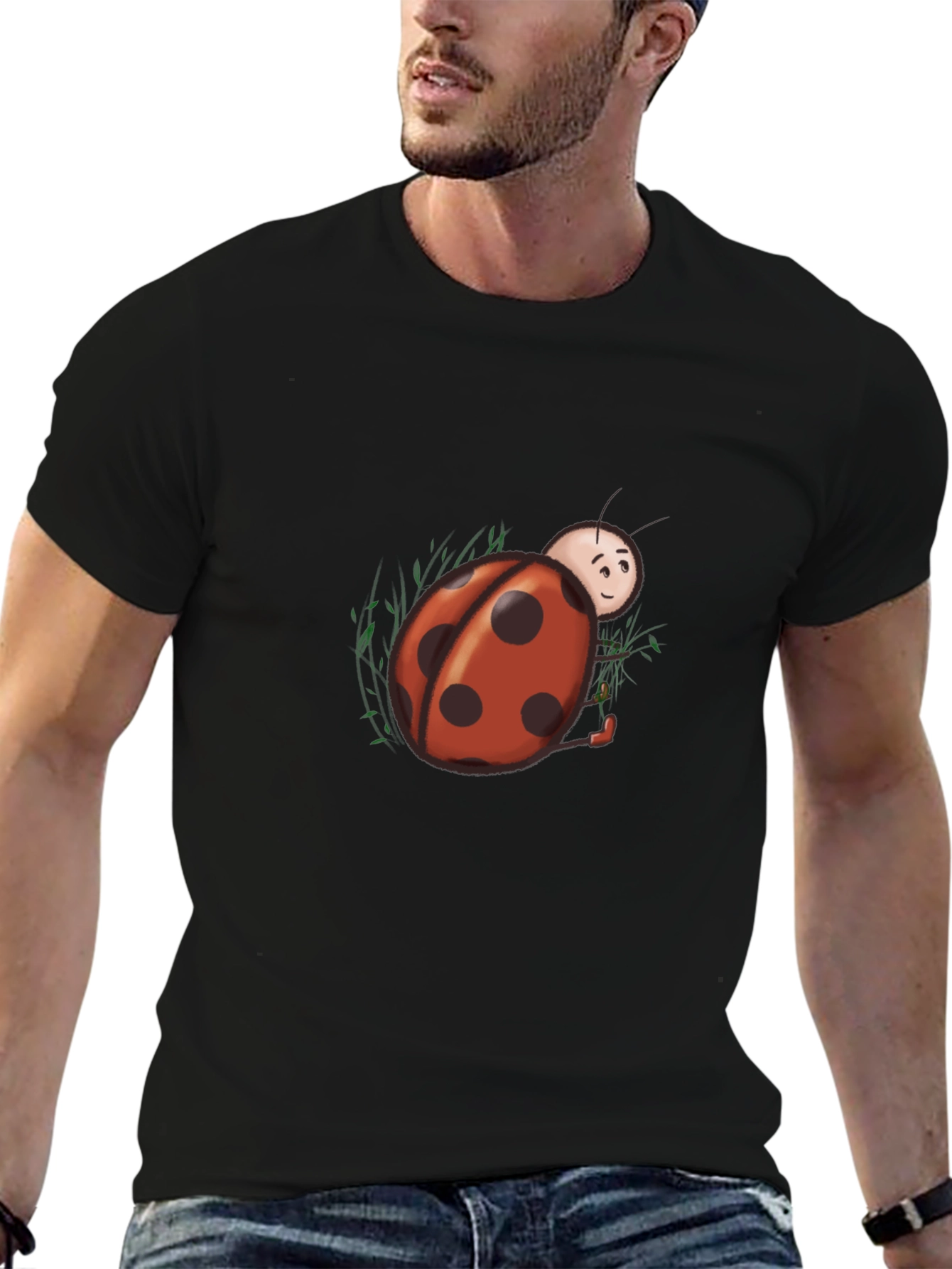 Ladybug Graphic Tee - Black Cotton Blend