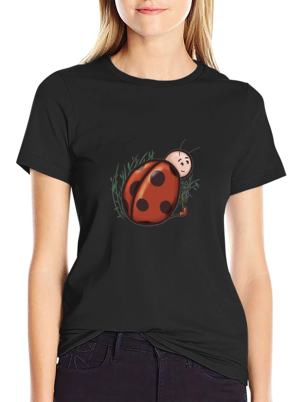 Ladybug Graphic Tee - Black Cotton Blend