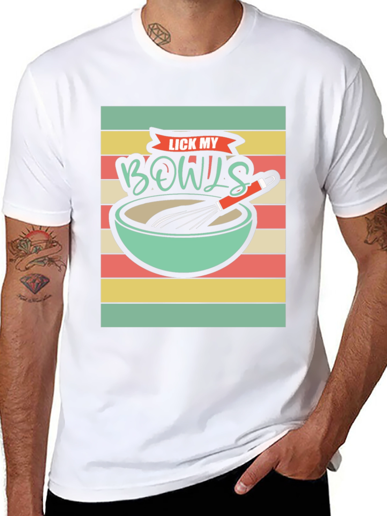 Lick My Bowls Retro Graphic T-Shirt - Cooking Humor Tee
