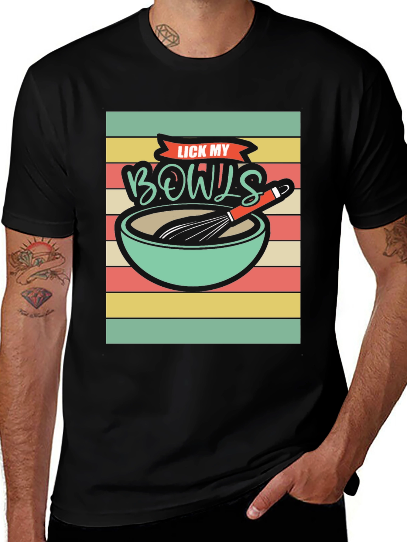 Lick My Bowls Retro Graphic T-Shirt - Cooking Humor Tee