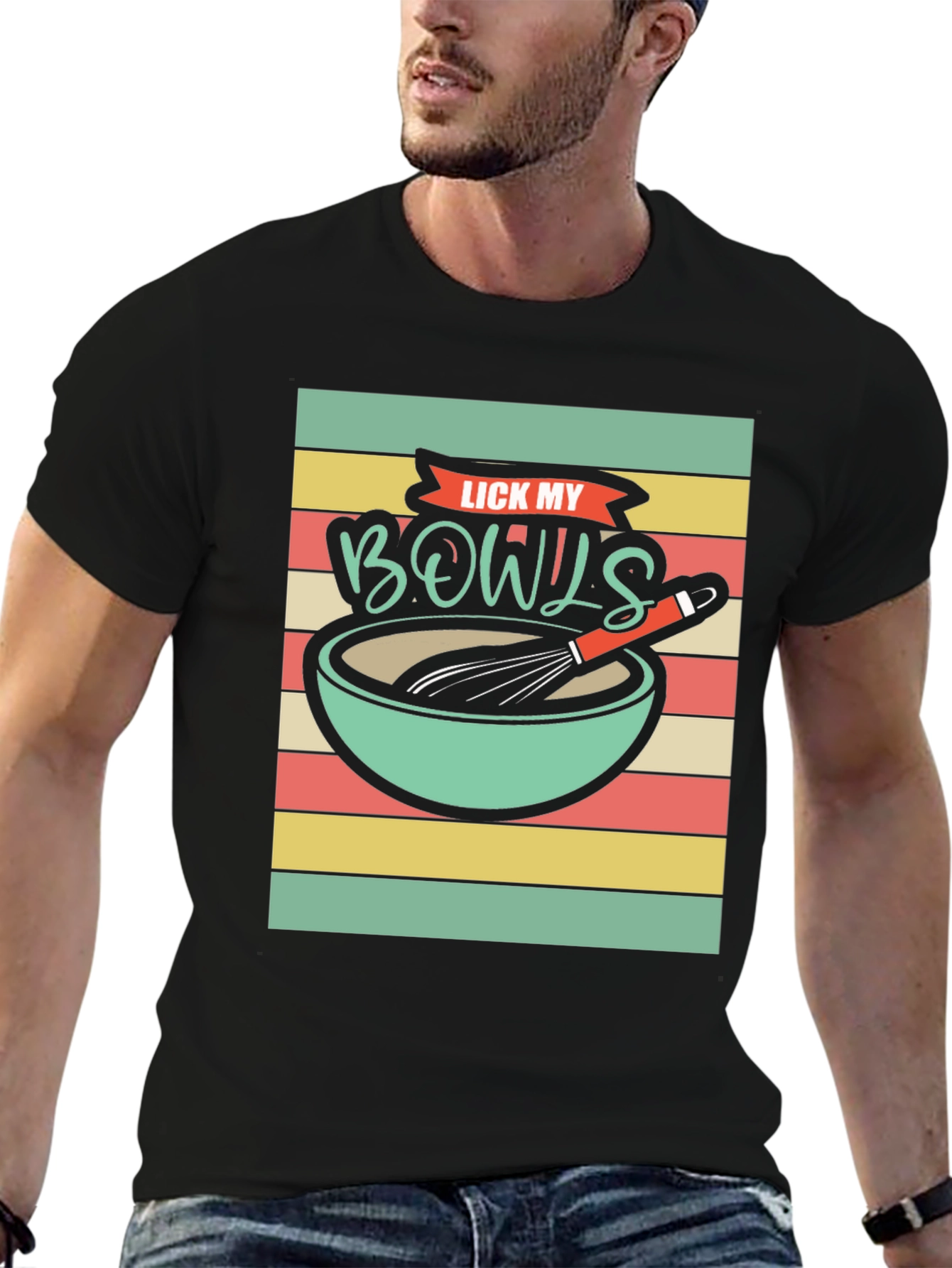 Lick My Bowls Retro Graphic T-Shirt - Cooking Humor Tee