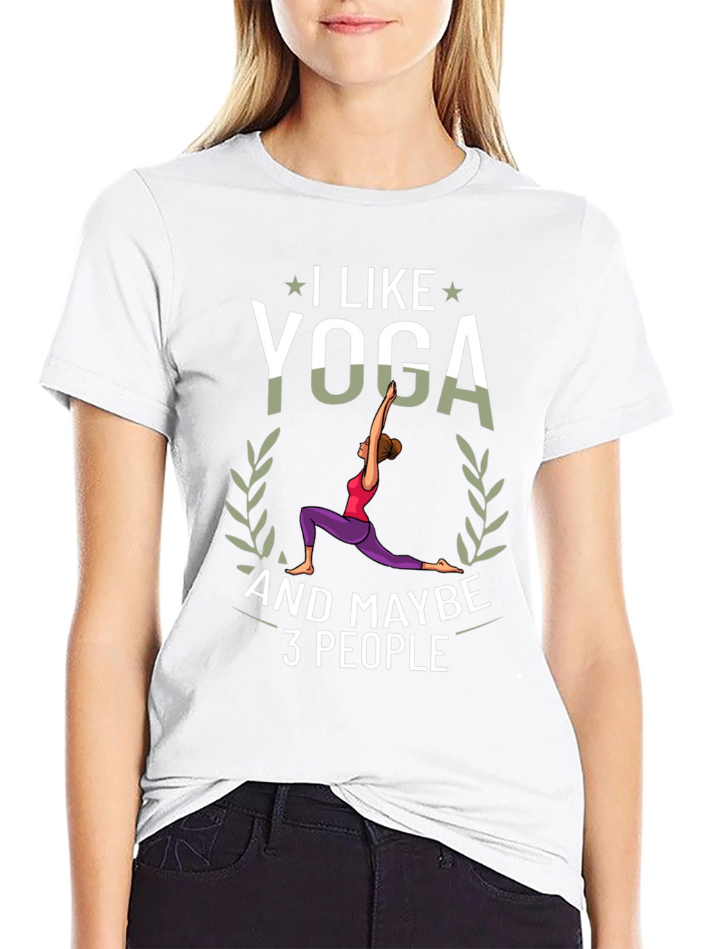 I Like Yoga and Maybe 3 People Black T-Shirt