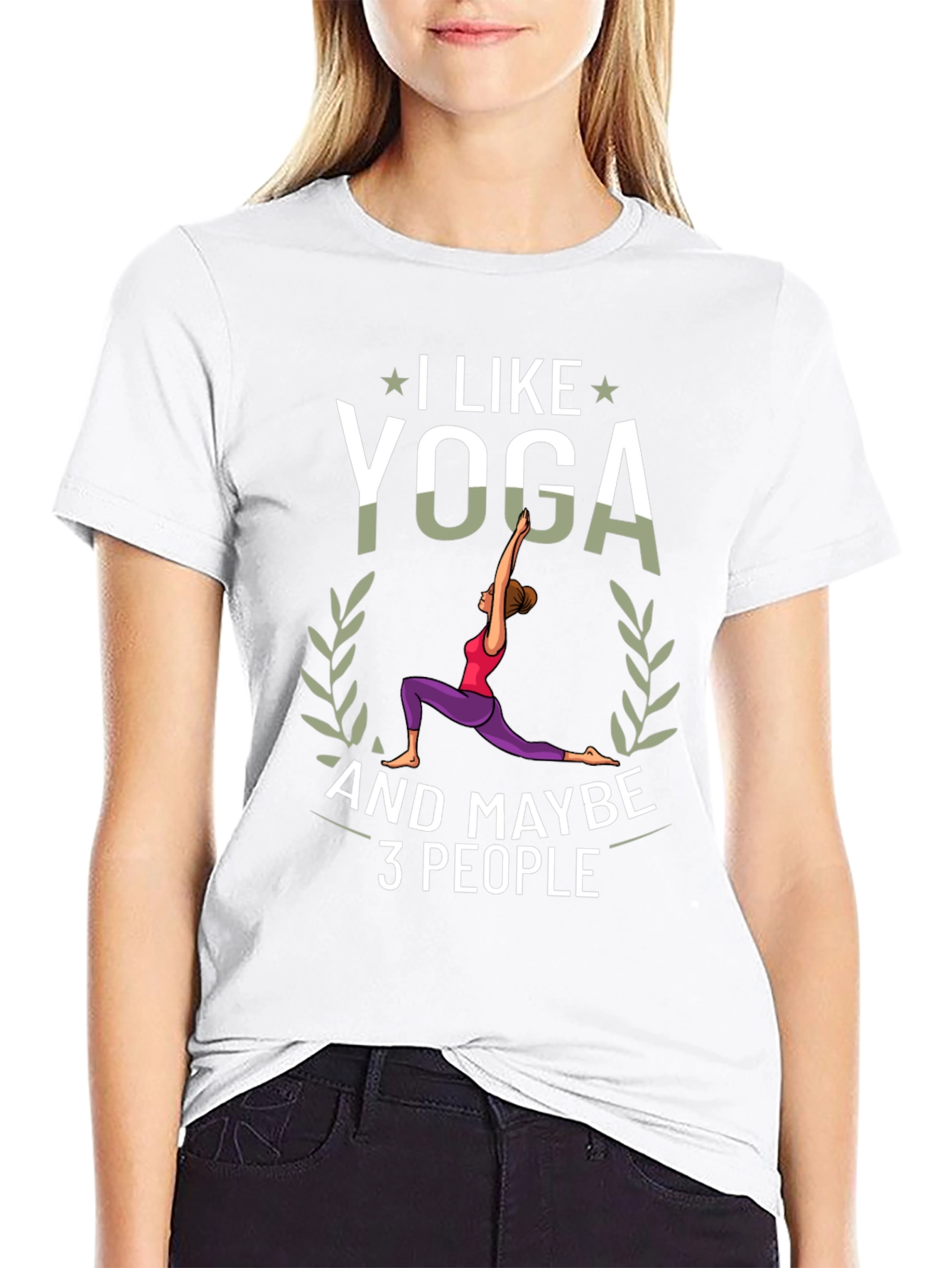 I Like Yoga and Maybe 3 People Black T-Shirt