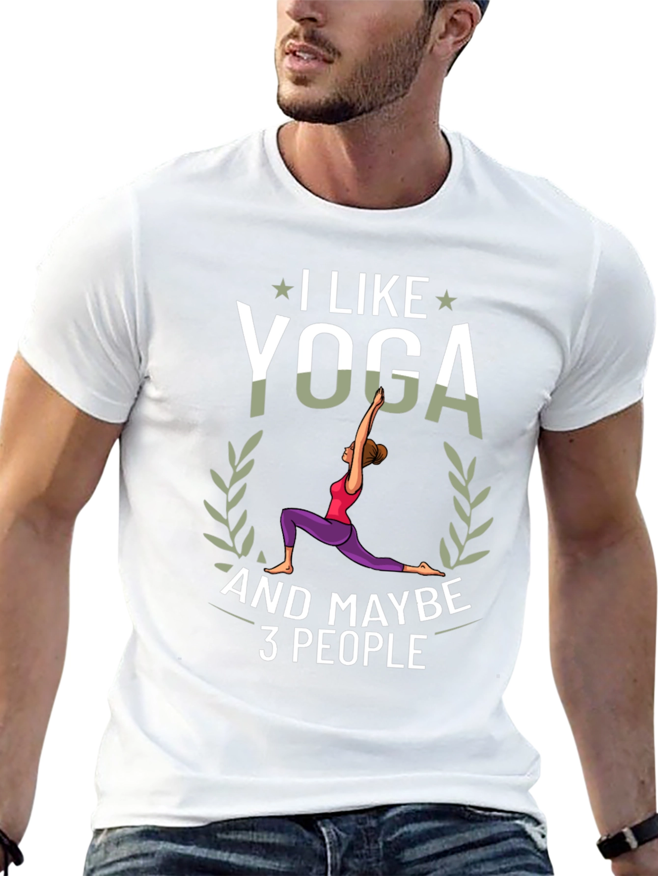 I Like Yoga and Maybe 3 People Black T-Shirt