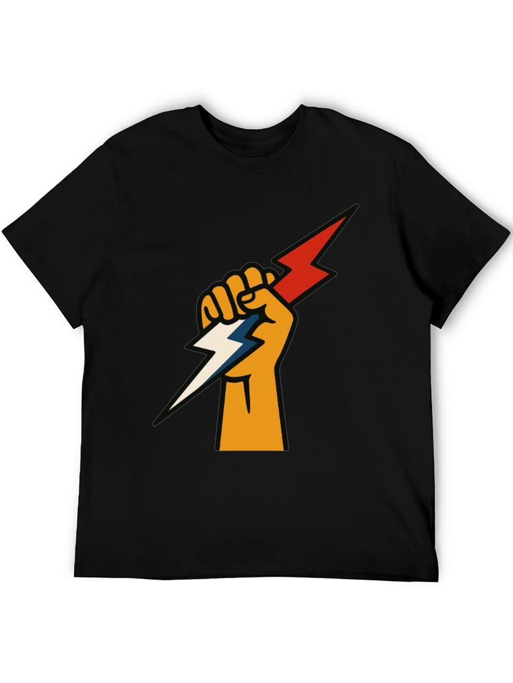 Fist Holding Lightning Bolt Graphic Tee - Black