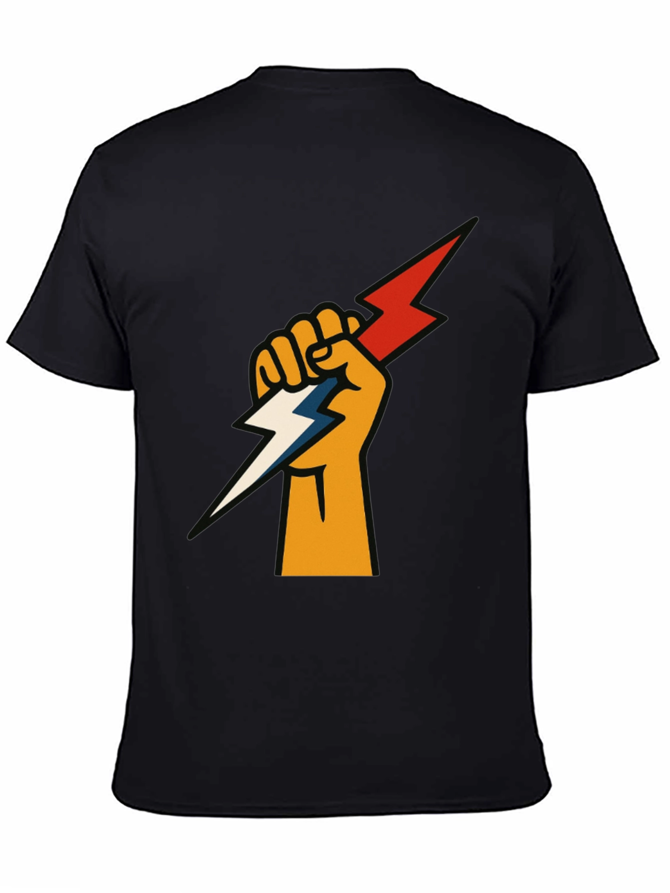 Fist Holding Lightning Bolt Graphic Tee - Black