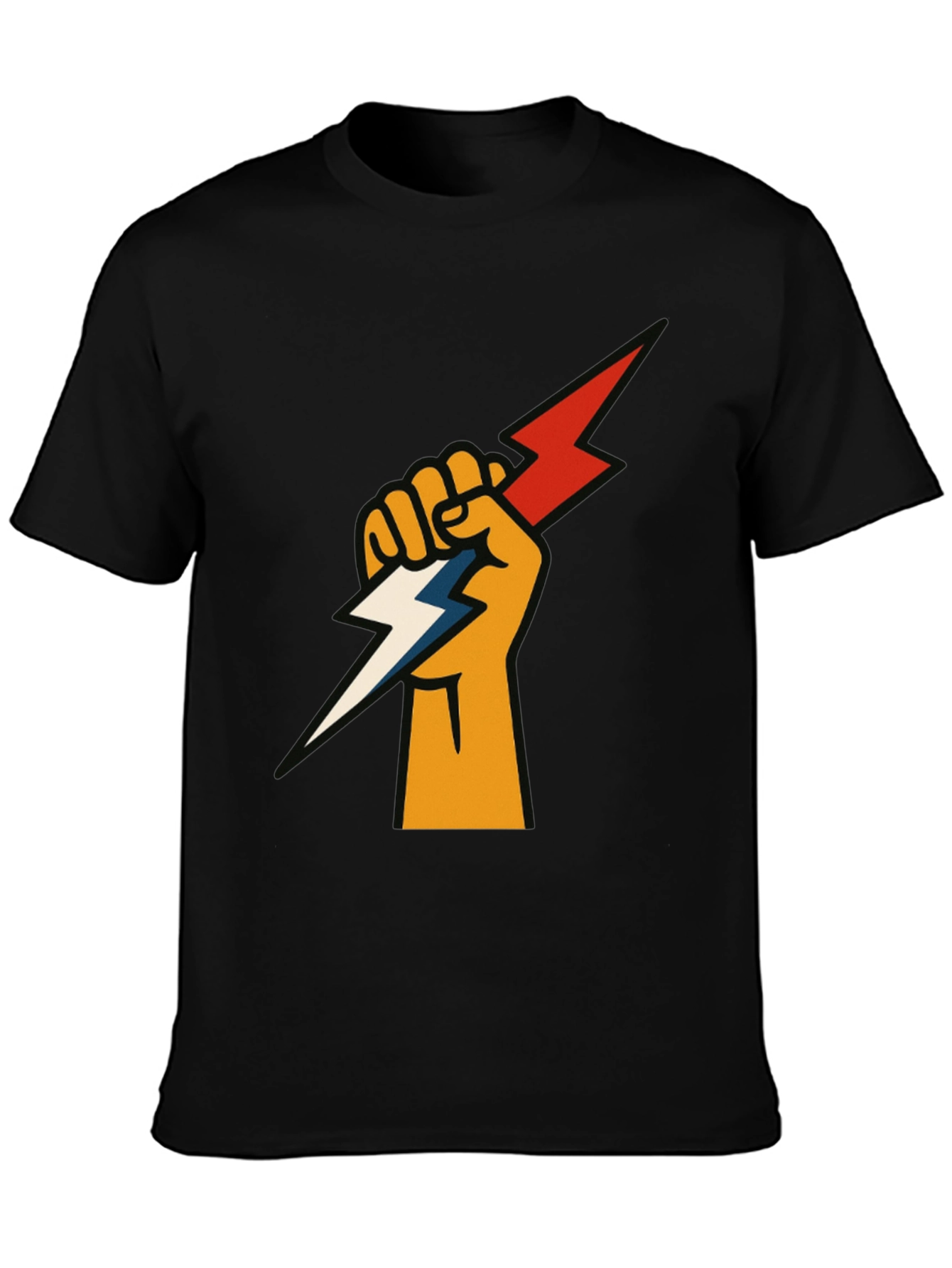 Fist Holding Lightning Bolt Graphic Tee - Black