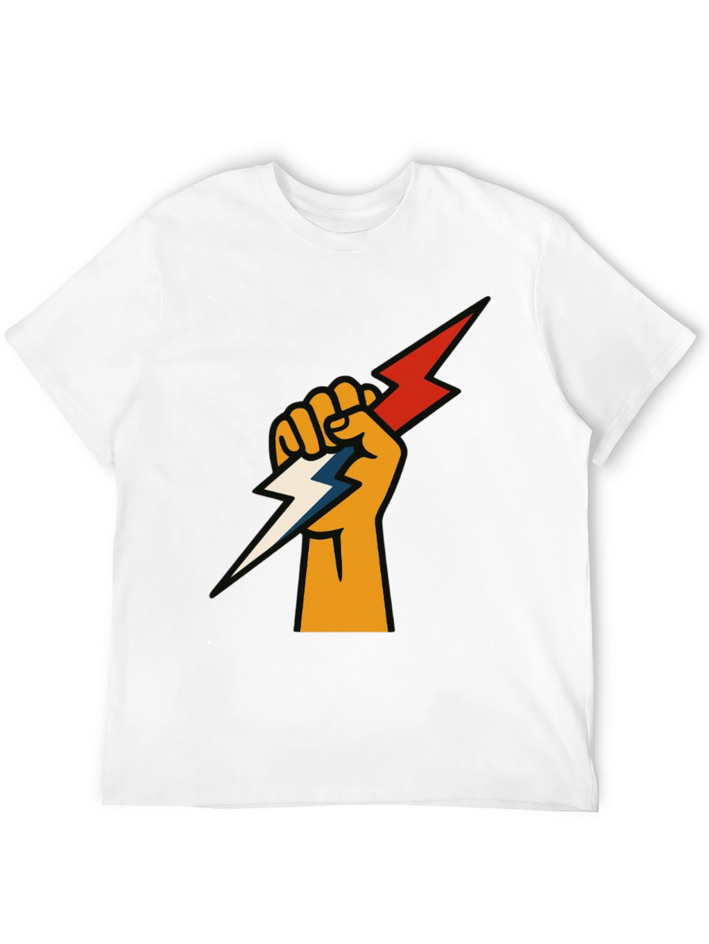 Fist Holding Lightning Bolt Graphic Tee - Black