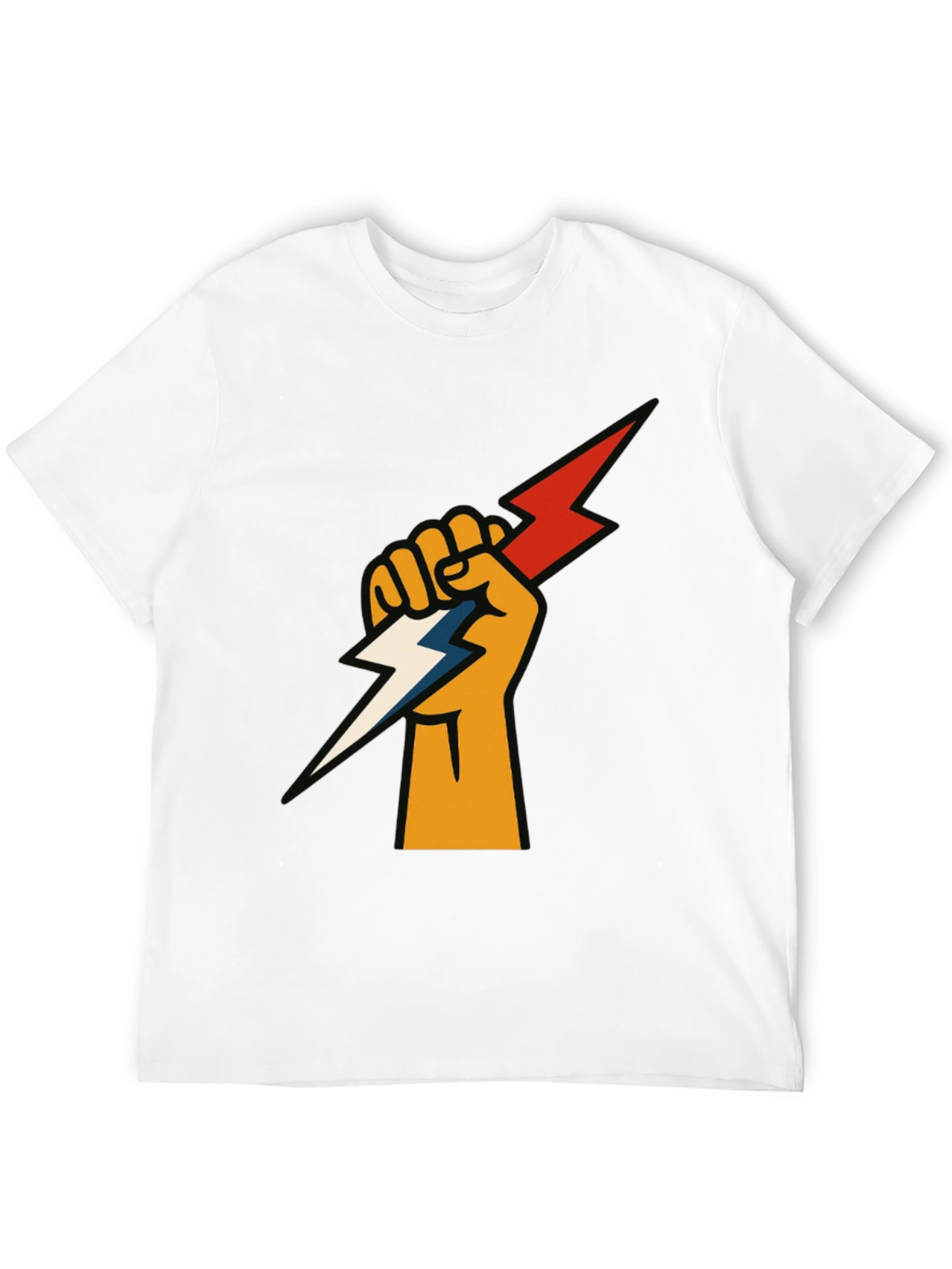 Fist Holding Lightning Bolt Graphic Tee - Black