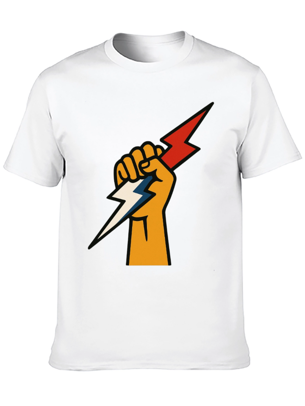 Fist Holding Lightning Bolt Graphic Tee - Black