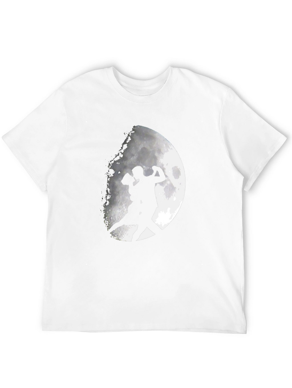 Romantic Tango Couple Moon Graphic T-Shirt - Black