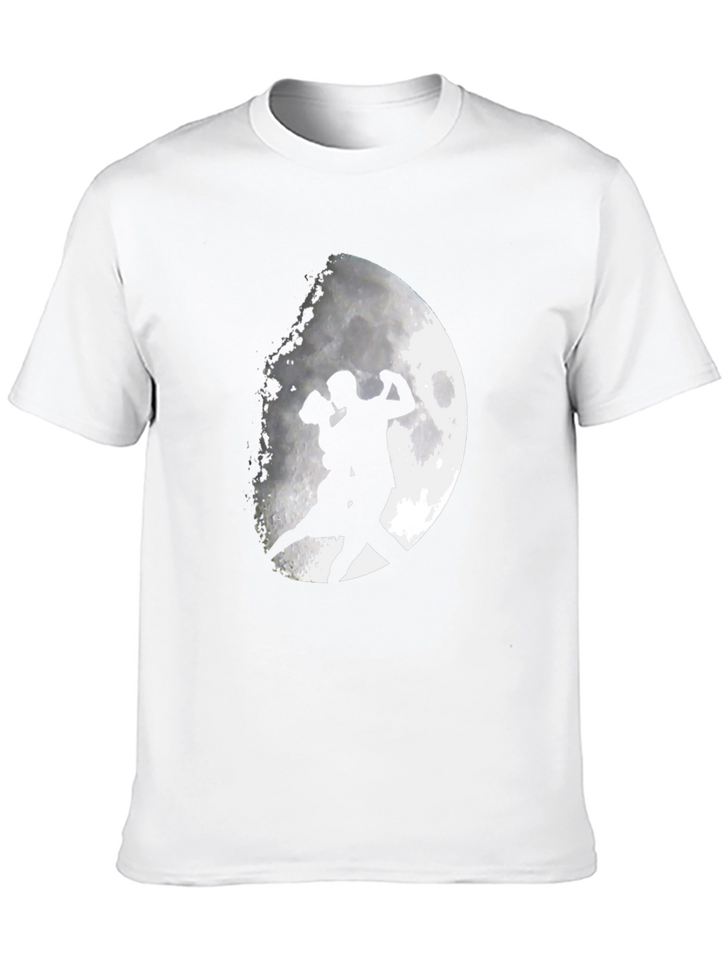 Romantic Tango Couple Moon Graphic T-Shirt - Black