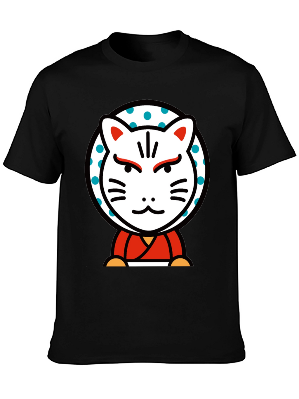 Maneki Neko Lucky Cat Graphic Tee - Black