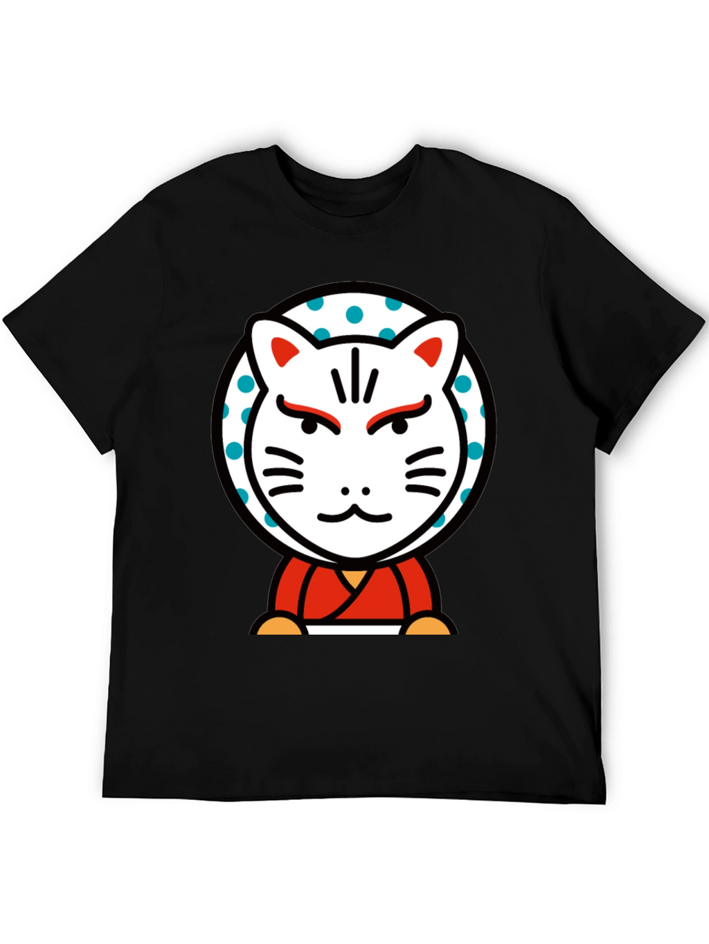 Maneki Neko Lucky Cat Graphic Tee - Black