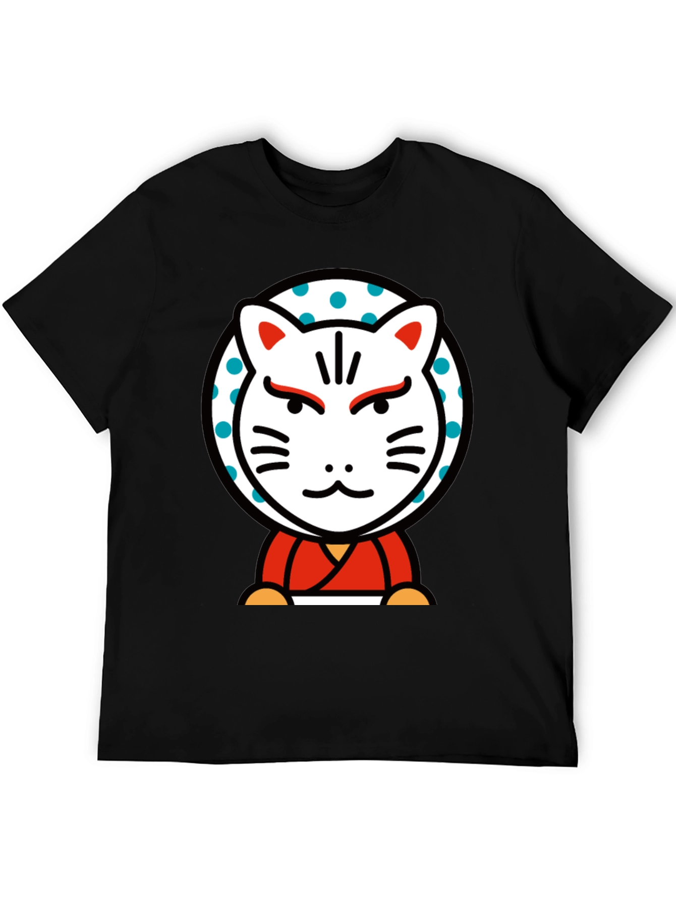 Maneki Neko Lucky Cat Graphic Tee - Black