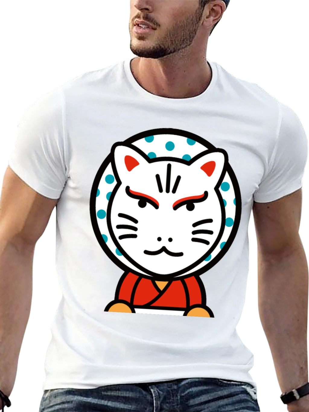 Maneki Neko Lucky Cat Graphic Tee - Black