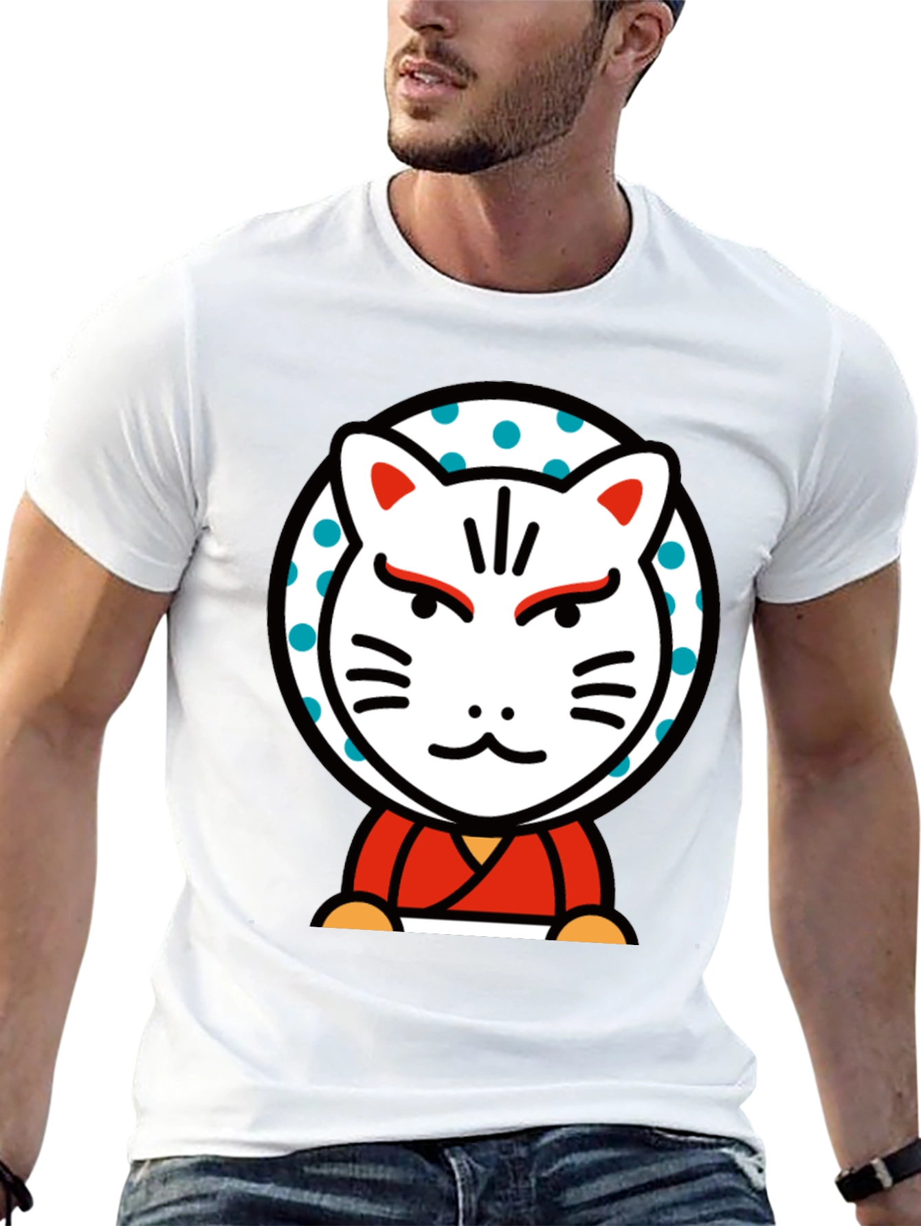 Maneki Neko Lucky Cat Graphic Tee - Black