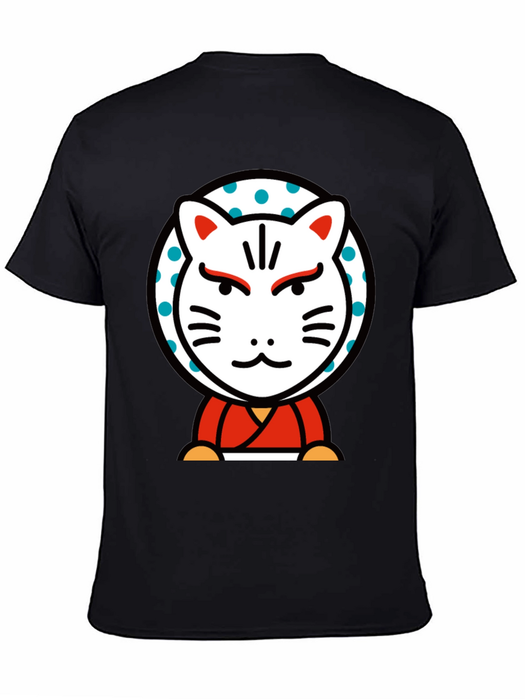 Maneki Neko Lucky Cat Graphic Tee - Black