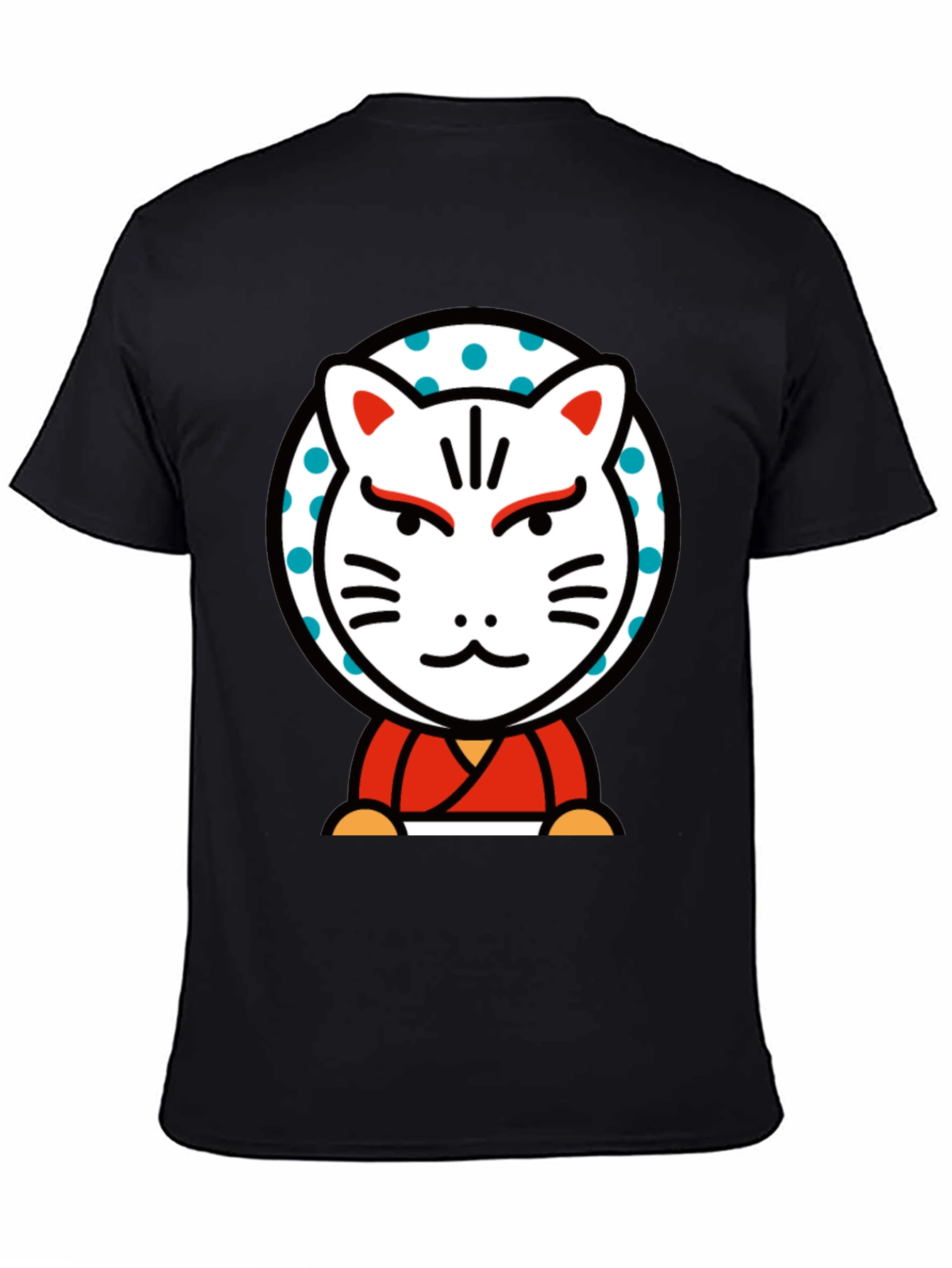 Maneki Neko Lucky Cat Graphic Tee - Black