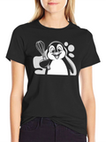 Penguin Chef Whisk Graphic T-Shirt - Black Cotton Blend