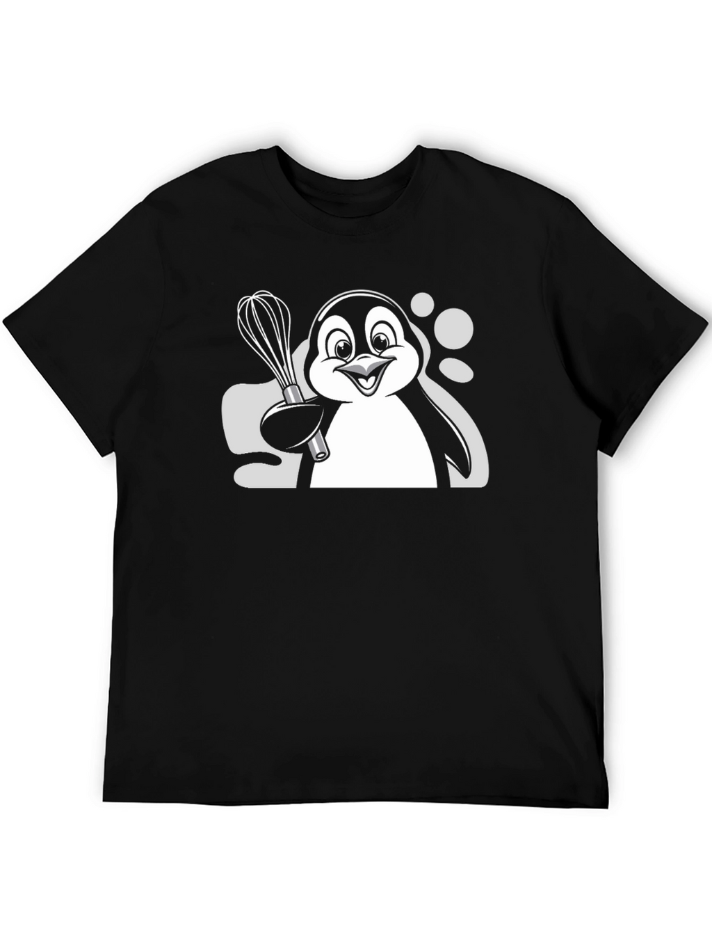 Penguin Chef Whisk Graphic T-Shirt - Black Cotton Blend