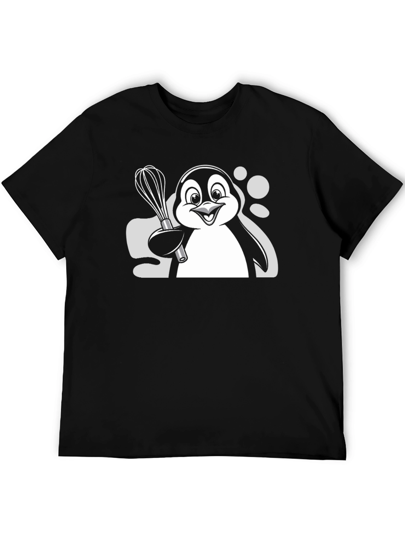 Penguin Chef Whisk Graphic T-Shirt - Black Cotton Blend