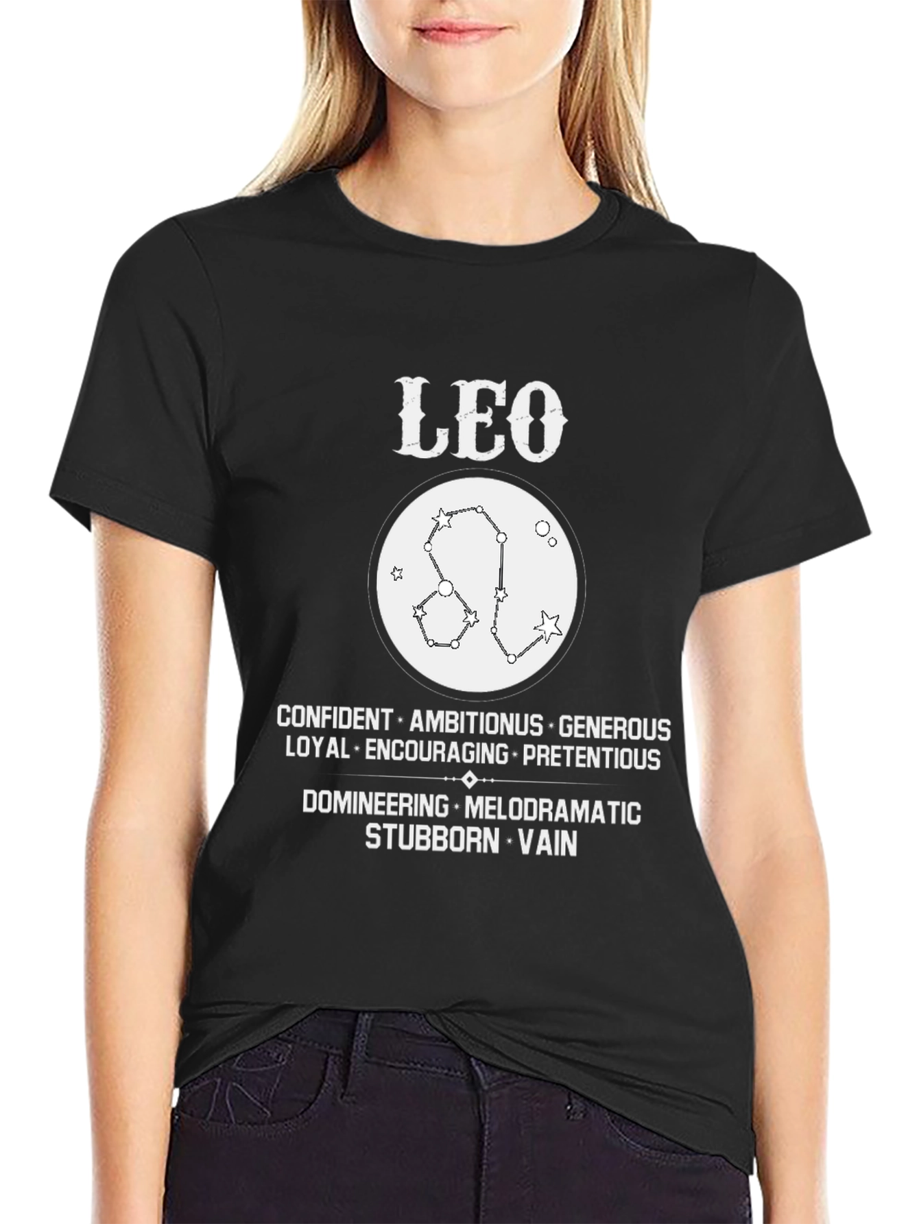 Leo Zodiac T-Shirt - Confident Generous Stubborn & Vain