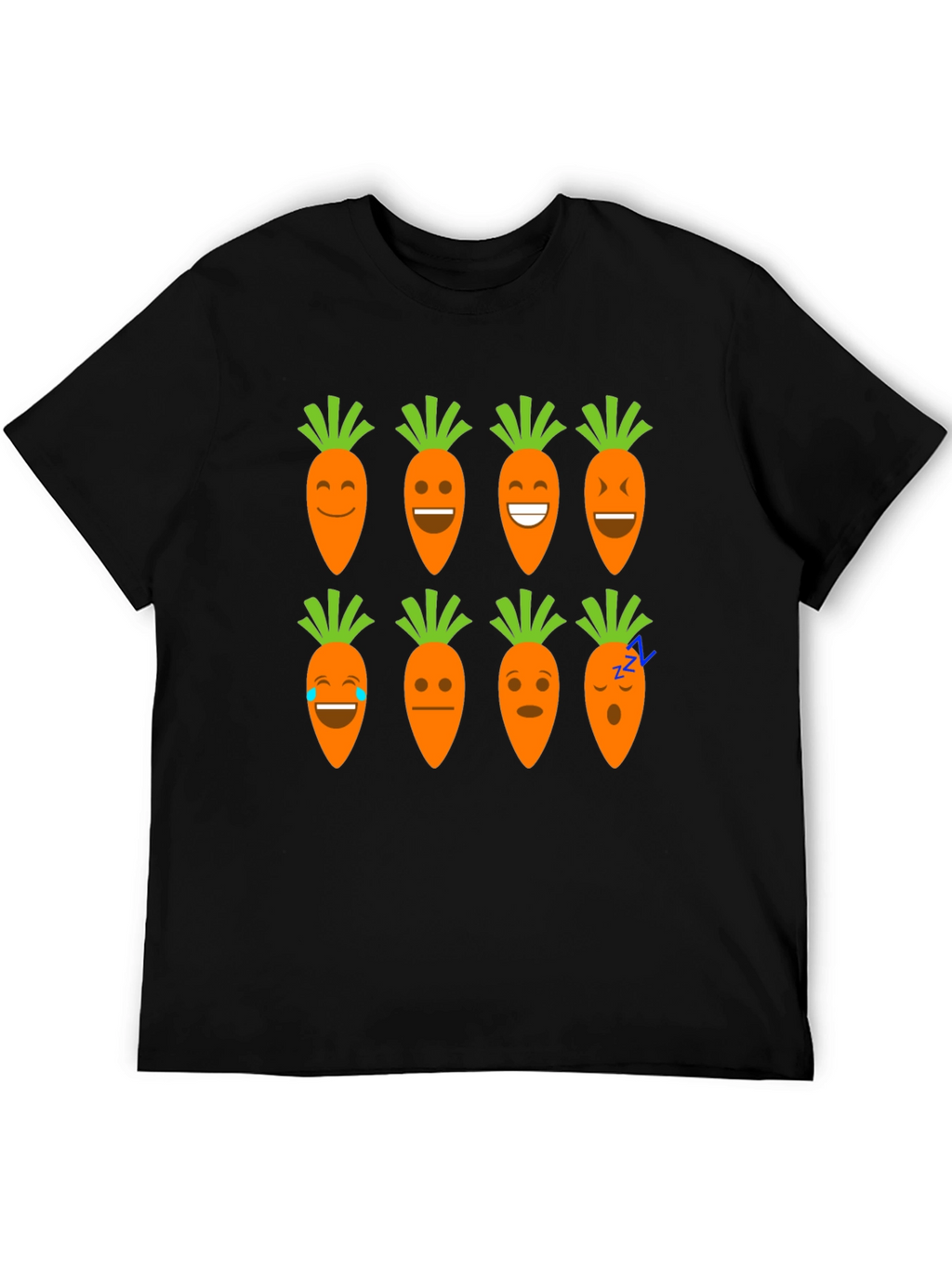 Funny Carrot Emoji Graphic Black T-Shirt