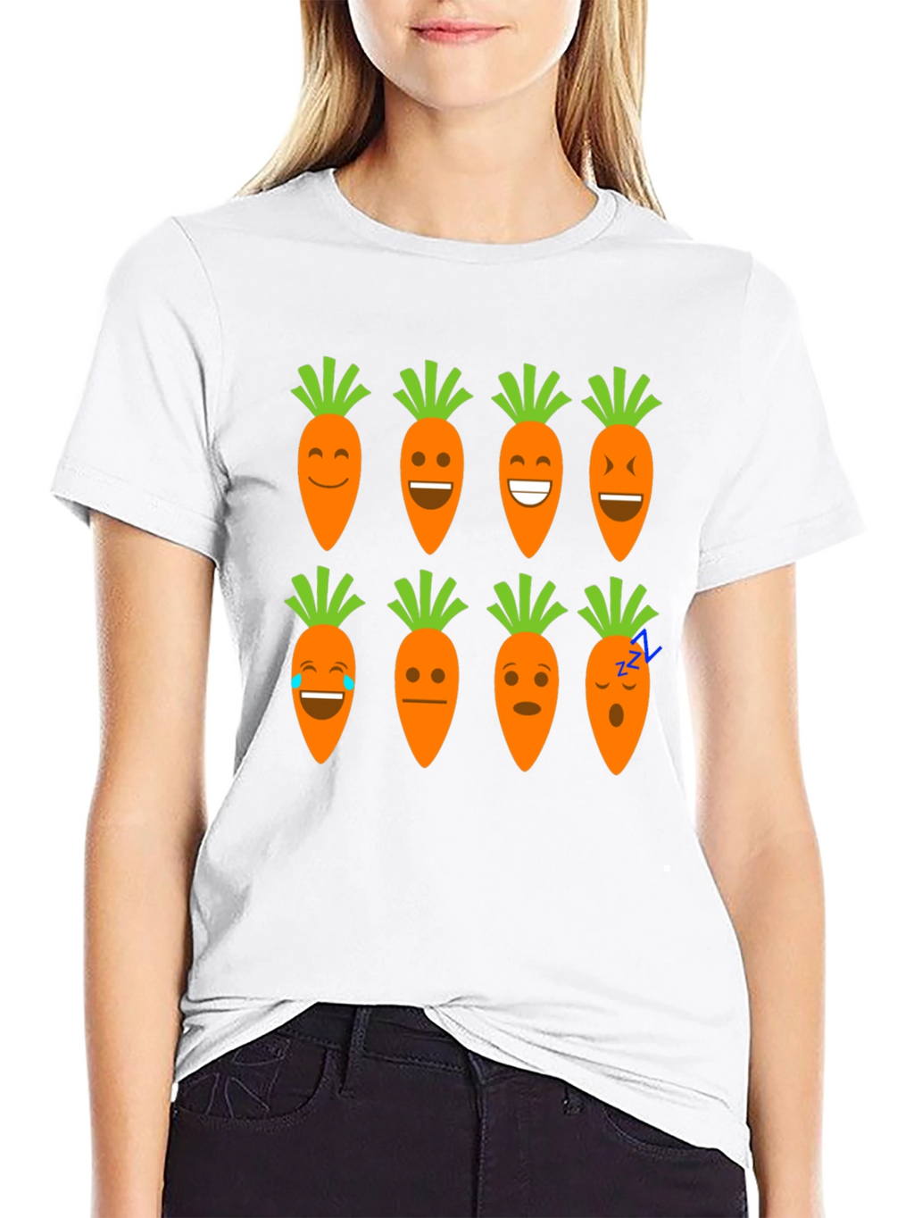 Funny Carrot Emoji Graphic Black T-Shirt