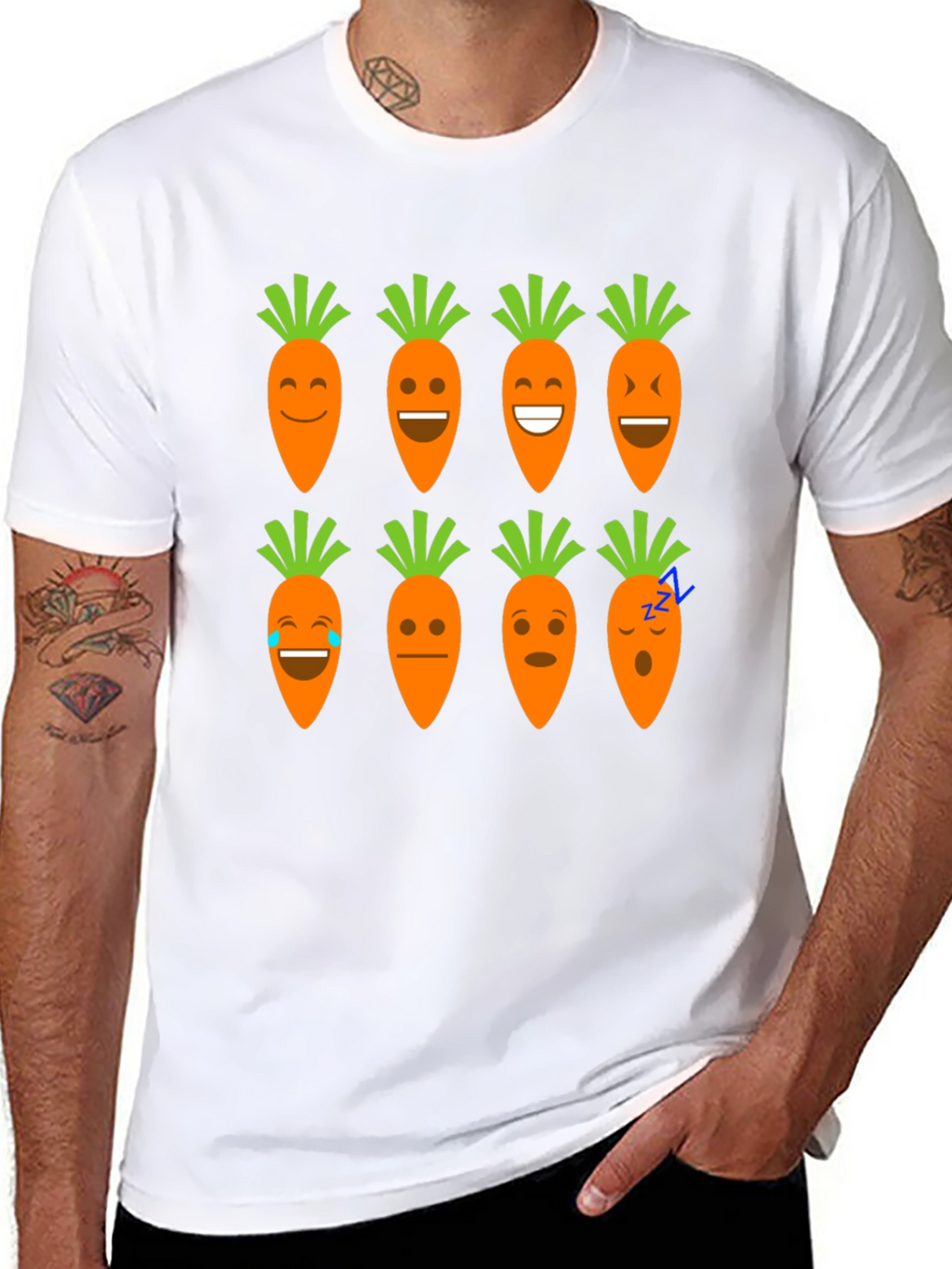 Funny Carrot Emoji Graphic Black T-Shirt