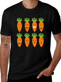 Funny Carrot Emoji Graphic Black T-Shirt