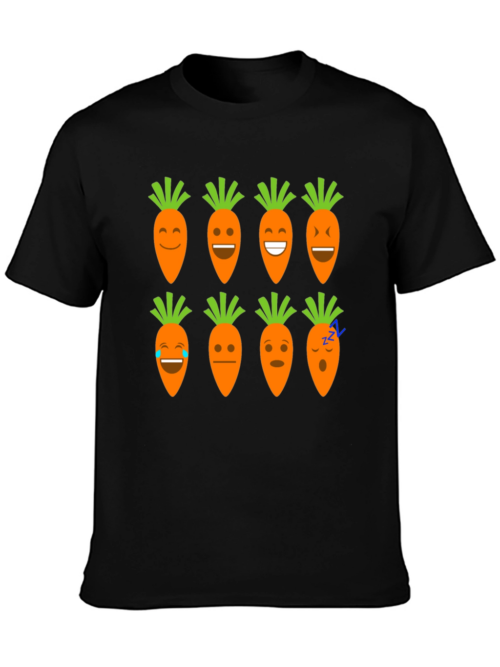 Funny Carrot Emoji Graphic Black T-Shirt