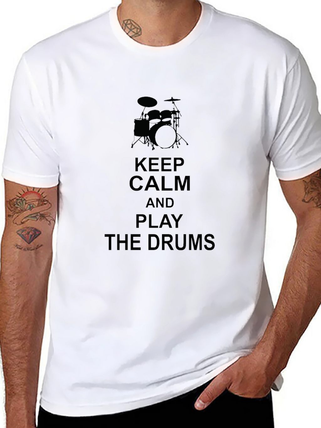 Keep Calm and Play Drums T-Shirt - Black