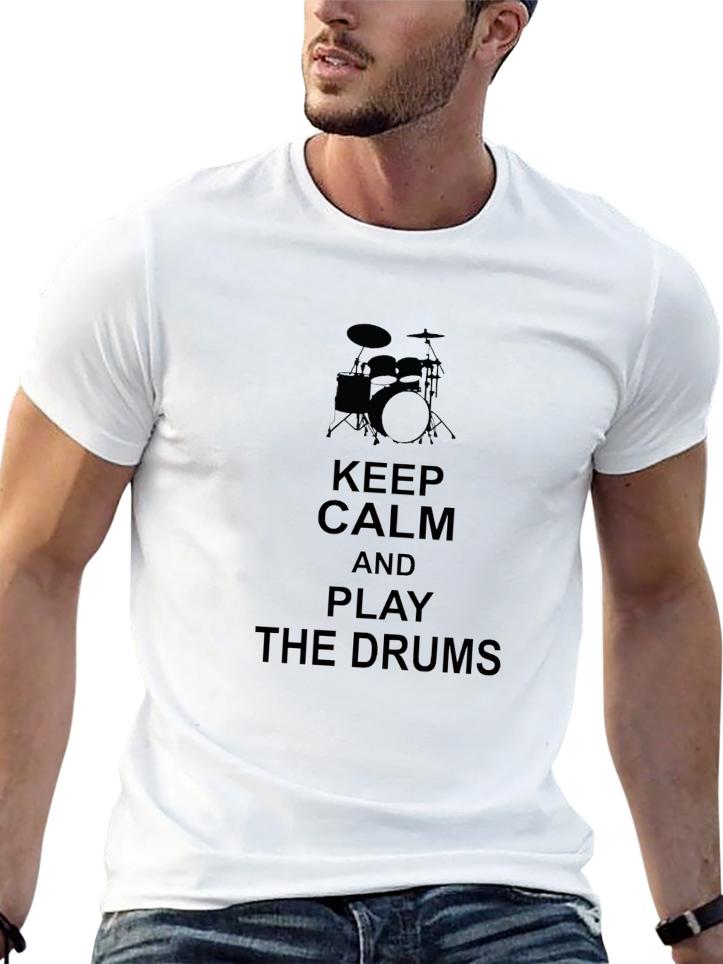 Keep Calm and Play Drums T-Shirt - Black