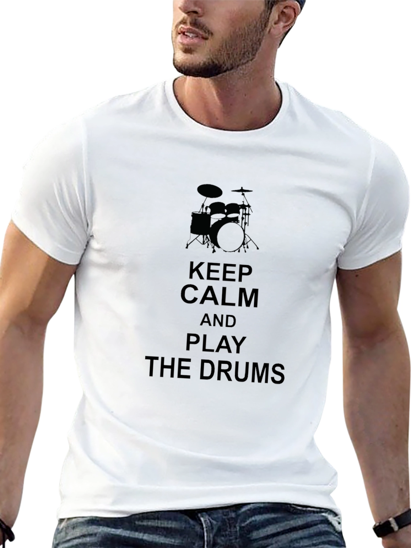 Keep Calm and Play Drums T-Shirt - Black
