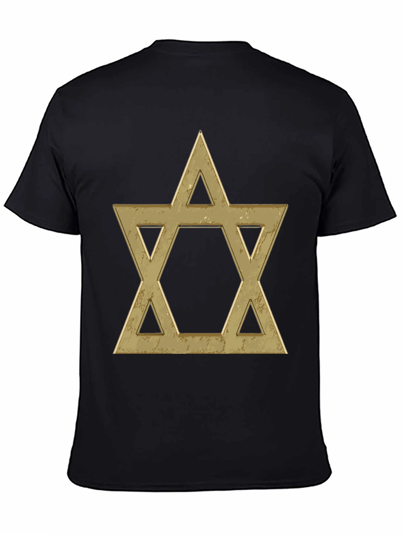 Star of David Graphic Tee - Gold Print on Black
