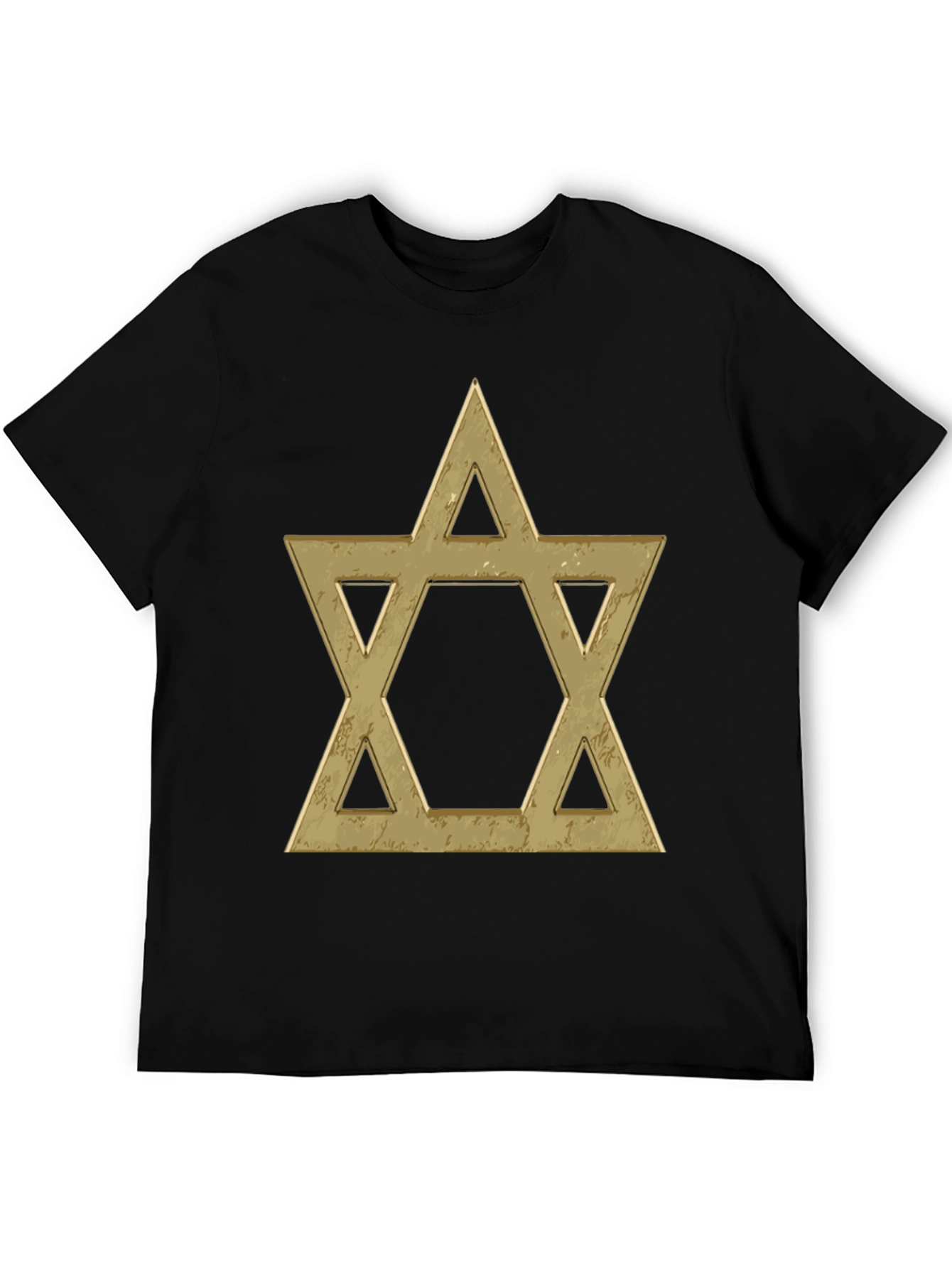 Star of David Graphic Tee - Gold Print on Black