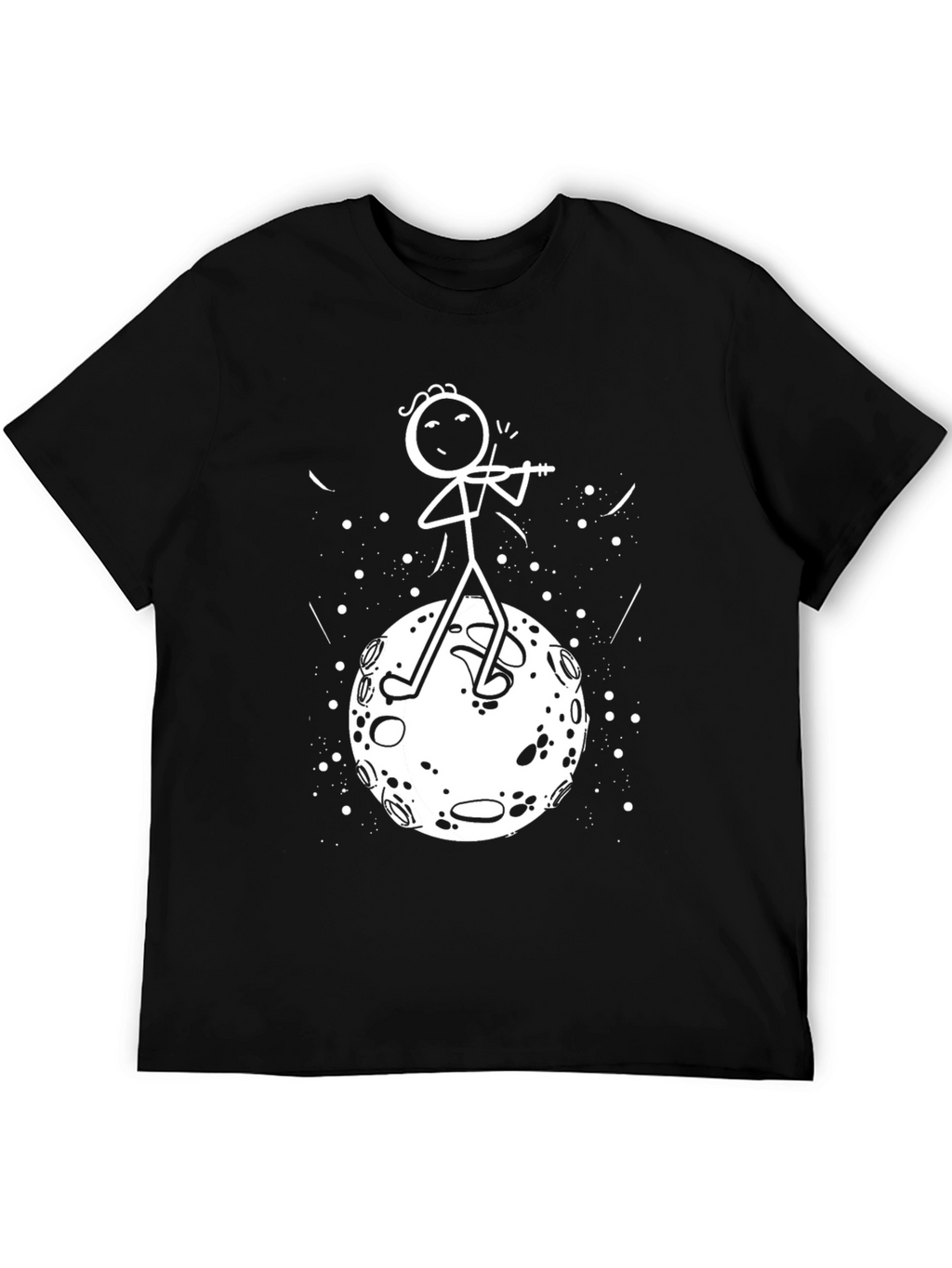 Moon Violinist Graphic Tee - Unique Stick Figure Design