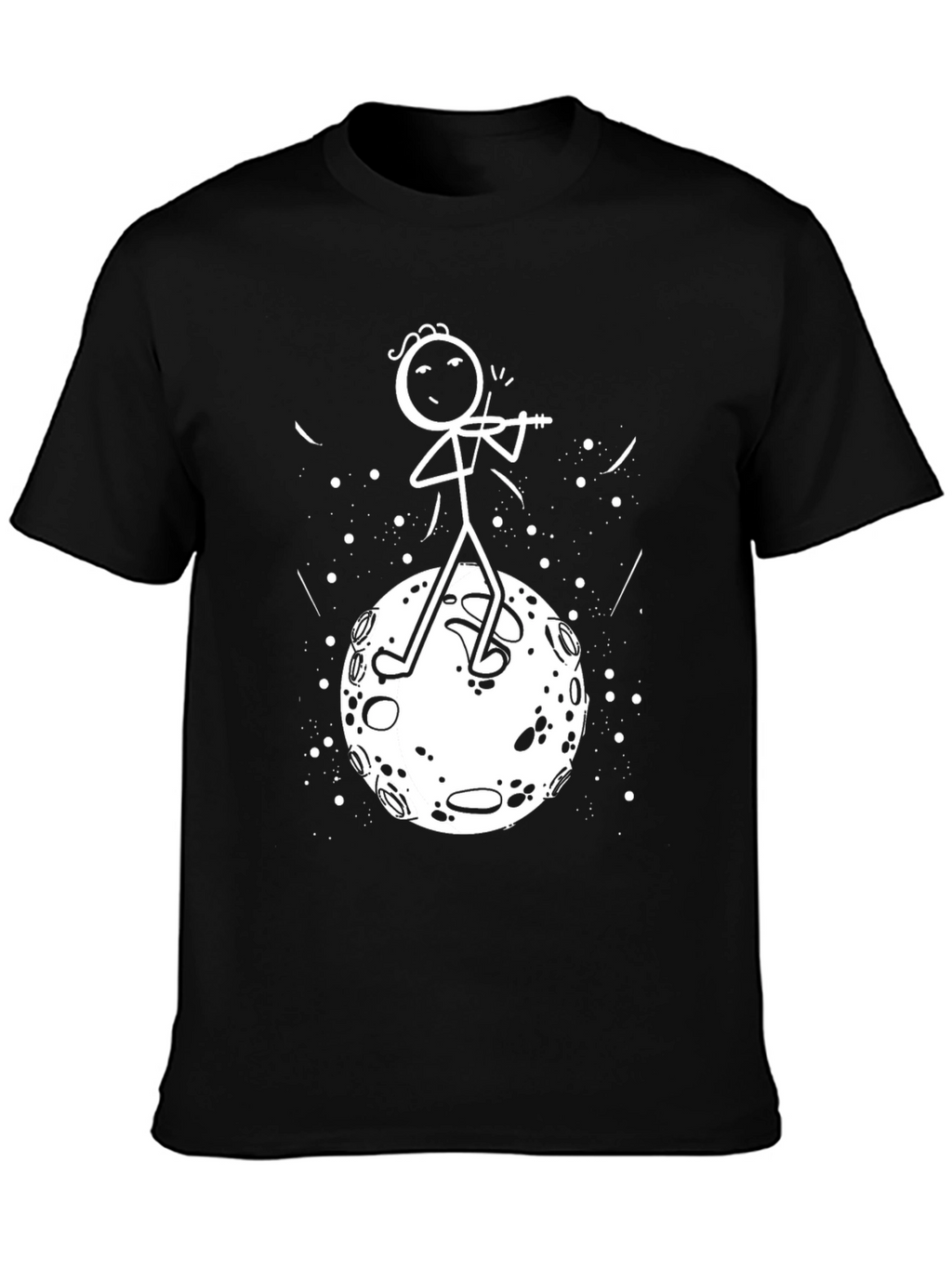 Moon Violinist Graphic Tee - Unique Stick Figure Design