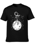 Moon Violinist Graphic Tee - Unique Stick Figure Design