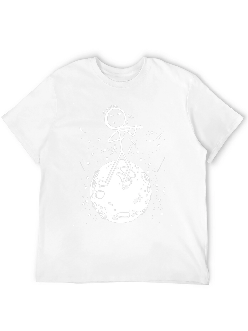 Moon Violinist Graphic Tee - Unique Stick Figure Design